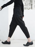 High Waist Black Pleated Bandage Long Harem Trousers New Loose Fit Pants Women Fashion Tide Spring Autumn 2023