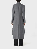 Toloer 2024 New Fashion Temperament Multi-Pocket Decoration Design Sense Long Suit Jacket Show Thin Suit Jacket-Outfit