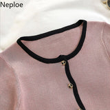 Korean Knit Cardigan TShirts Short Sleeve Cropped Tops Woman Tees Fashion 2023 Summer Shirts Femme Patchwork T