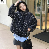 Small Flower Stand Collar Short Down Cotton Jacket 2024 New Small Bread Jacket Female Winter Korean Cotton-Padded Jacket-Outfit