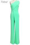 Shoulder Work Rompers Womens Jumpsuit Office Ladies Sleeveless High Waist Straight Overalls Elegant Backless Formal