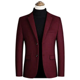 Brand Men Wool Blend Blazers Autumn Men High Quality Fashion Solid Color Suit Jacket Slim Casual Wool Blazer