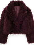 Faux Fuzzy Fur Crop Coat-Outfit