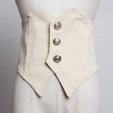 2023 New Spring Summer Black Loose Button Irregular Split Joint Personality Wide Belt Women Fashion Tide All-match