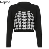 Women Plaid Sweater Korean Pullover Fashion Clothes Irregular Cropped Tops Y2K Pullovers Aesthetic Sweaters Vest 2 Pieces