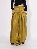 Toloer 2024 Stylish Wide-Leg Pants Pleated Zip Pocket Design Straight Casual Pants-Outfit