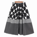 High Elastic Waist Black Dot Striped Printed Long Casual Half-body Skirt Women Fashion Tide New Spring Autumn 2023