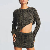 Toloer Feeling Wash Water Sweater Female 2024 Spring And Autumn Women's New Twist Irregular Waist Sleeve Knit Jacket-Outfit