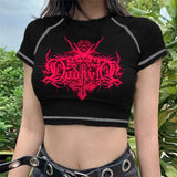 T-shirt female Y2k Crop Top Anime Aesthetic Vintage Street kawaii Shirt Harajuku Punk Shirt Women clothing 2023 New