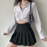 Korean Fashion White Shirts Double Pocket Long Sleeve Solid Shirt Women Japanese Preppy Style Blouse Lapel Collar