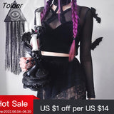 Y2K Mall Goth Crop Tops Black Lace Trim Emo Alternative Aesthetic Crop Tops Women Backless Sexy Stripe Tanks Gothic
