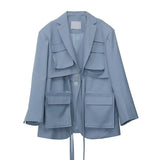Casual Windbreakers For Women Lapel Collar Long Sleeve High Waist Lace Up Trench Coats Female 2020 Clothing