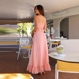 Women's Dress 2025 Summer Slings With Bows Sweet Blouse Folded Fairy Half-Dress Suit