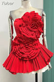 Fashion Women's Short Tank Tops Three-d Flower Pleated Sleeveless Solid Color Irregular Tops Summer 2023 New Tide