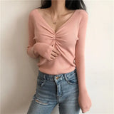 Neck Knitted Pullover 2022 Sexy Women Sweater Autumn Jumper Chic Soft Korean Slim Long Sleeve Female Basic Top Jumper