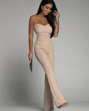 Fashion Tube Top Long Jumpsuit Women Elegant Temperament Tube Top Wide-leg Jumpsuit Women 425-1-Outfit
