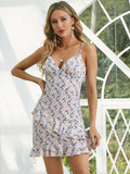 Ruffled Spaghetti Strap Plunge