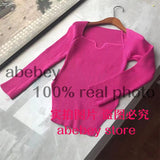 new spring and summer fashion women clothes sqaure collar full sleeves elastic high waist sexy pullover