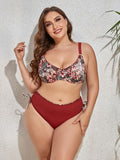 Size Printed V-Neck Drawstring Bikini
