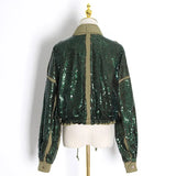 Army Green Jacket For Women Turtleneck Long Sleeve Patchwork Hit Color Pockets Casual Coats Female 2023 Fashion