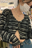 Tops Cropped Cardigan Coat Women's Clothing V-neck Long Sleeve Tunic Sueter Pull Femme Fashion Knitted Thin Korean