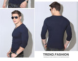 2020 Lycra Slim Fit Men'S T-Shirt 4XL Long Sleeved T Shirt Men Pure Color Casual Muscle Mens Long Sleeve Tees For