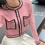 yellow small sweet round collar knitting cardigan female spring new brief paragraph cultivate one's morality
