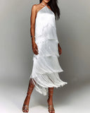 Fashion Hanging Neck Solu Back Open