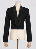 Toloer Advanced Sense Small Suit Spring 2024 New Hot Diamond Bare Back Short Long Sleeve Women's Coat-Outfit
