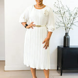 Women's 2025 Short-Sleeved Square Neck Solid High-Waisted Lotus-Leaf-Side Bag OL Pencil Skirt African