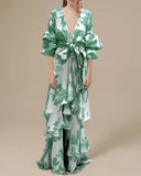 Fashion Print Holiday Chiffon Dress Deep