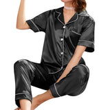 Short Sleeve Silk Pajamas Spring Women Summer Pajama Sets Silk Pijama Sleepwear Pyjamas Plus Size Nightwear Set