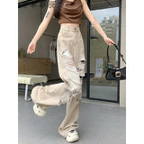 High Street Ripped Jeans Women's Summer New Thin High-Waisted Straight-Legged Loose Drag