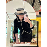 Fragrant Wind Collared Sweater Cardigan Women Loose Lazy Wind Wearing A Short Skirt Two Sets Of