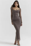 Sheer Long Sleeve Bodycon Maxi Dress-Outfit