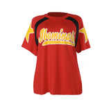 Summer 2025 New T-Shirt Casual Match Color Short-Sleeved Splicing Print Top