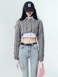 Cropped Sweater Women Vintage Preppy Style Slim Casual Long Sleeve Knit Sweater with Shirts Y2k Autumn Korean