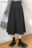 Women Solid Color A- Line Skirt High Waist Elastic Waist Hip Hop Harajuku All-Match Korean Style Streetwear Skirts