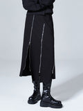 High Waist Black Zipper Irregular Design Long Casual Half-body Skirt Women Fashion Tide New Spring Autumn 2023