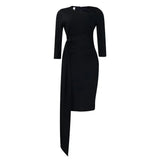 Women's Summer Office Dress Seven-Sleeved Flawed Bonded Professional Grand African