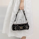 Y2K Heart Metal Chain Shoulder Bag-Outfit