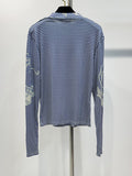 Round-Necked Shirt Women 2025 Spring New Fashion Printing Design Long-Sleeved High-End Feel