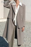 Fashion Women's Trench Coat New Laple Loose Patchwork Single Button Long Sleeve Windbreaker Female Autumn 2023