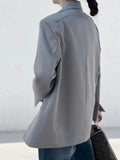 Fashion Women's Blazer V-neck Long Sleeve Solid Color Medium Length Pocket Split Suits Jackets Summer 2023 New