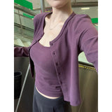 Early Autumn Hip New Simple Casual Babes Vest Sling With Long-Sleeved Open Shirt Casual