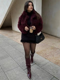 Faux Fuzzy Fur Crop Coat-Outfit