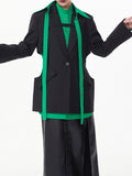 Fashion Women's Blazer Notched Collar Loose Single Button Waist Green Long Sleeve Suit Jackets Spring 2023 New