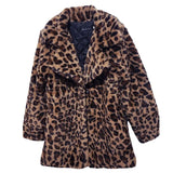Leopard Print Fashion Cardigan Winter Leopard Print Women's Fur Coat Fleece Lapel West Slim Fit Casual Street Thicken