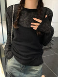 Solid Color Thin Long Sleeve Knit-Outfit