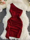 Sexy Skew Collar Sleeveless Bodycon Dress Women Elegant High Waist Sheath Mini Vestidos Female 2021 Spring Summer New